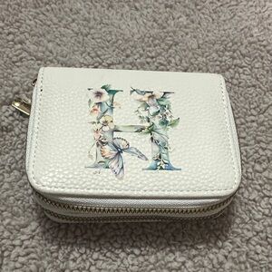White Floral Initial Wallet